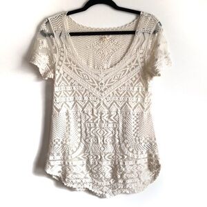 Anthropologie Meadow Rue Cream Ivory Lace Top size XS